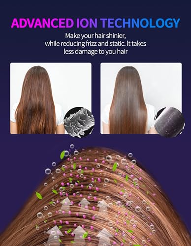 1300W Hair Dryer Brush,4 in 1 Blow Dryer Brush Anti-frizz Ceramic Titanium Barrel with ALCI Safety Plug Professional Salon Hot Air Brush for All Hair Types (Black)