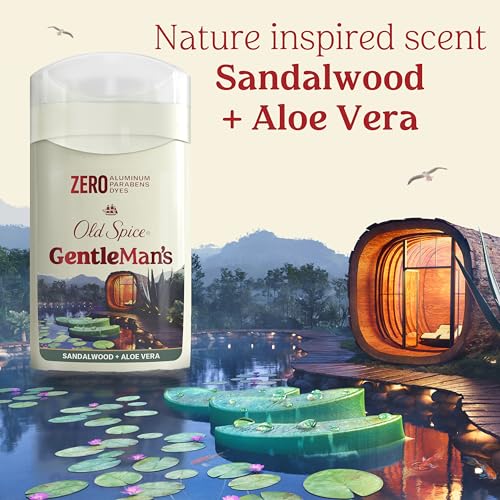 Old Spice GentleMan's Aluminum Free Dry Feel Deodorant for Men, 24/7 Lasting Freshness, Gentle on Skin with Skin Conditioners, Sandlewood + Aloe Scent, 3.0 oz