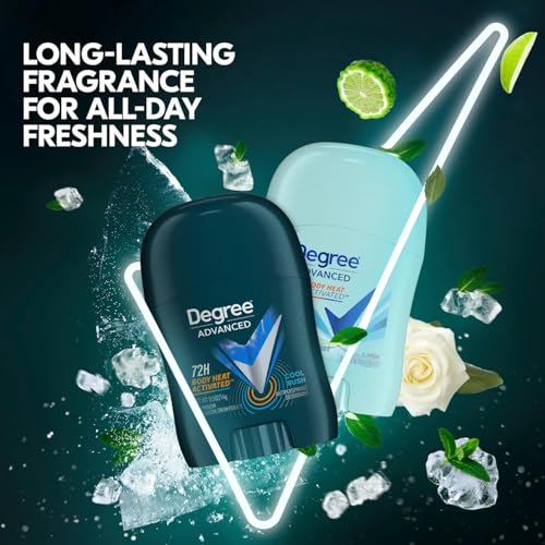 Degree Travel Deodorant Variety 24-Pack (12 Cool Rush + 12 Shower Clean) – 72H Body Heat Activated Mini Antiperspirant, 0.5 Oz Ea