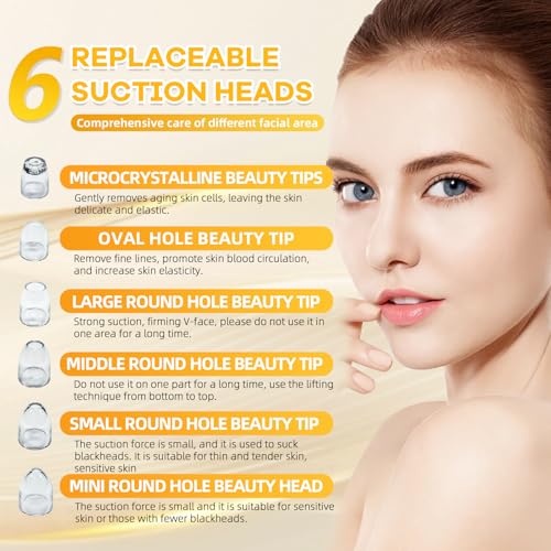 2026 Pore Vacuum with Camerafor, USB Rechargeable Blackhead Remover Vacuum,3 Levels Adjustable Pore Vacuum Blackhead Remover, 6 Suction Heads,Face Vacuum Pore Cleanser for Women & Men-White