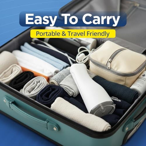 Brezz Water Dental Flosser Pick:Professional for Teeth Cleaning,4 Modes Cordless, Rechargeable IPX 7Waterproof,300ML Large Tank,Electric,Portable Home Travel,5Tips Flossing,Powerful Battery (White)