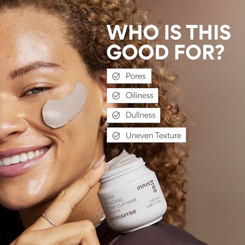 Innisfree Super Volcanic Clay Masks - Pore & Sebum Clay Mask for Oily Skin, Dual Mask for Normal to Dry Skin, Available in Limited Edition & Gift Sets
