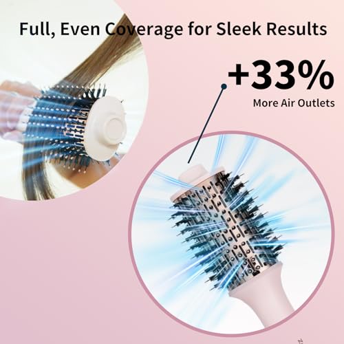 4.0 Ionic Hair Blow Dryer Brush-Lightweight 3X Faster Drying, 5-in-1 Blow Out Brush for More Shine, Curliness and Volume, Titanium Hot Hair Brush More Smooth, Anti-Frizz, Salon-Style Blowouts,Pink