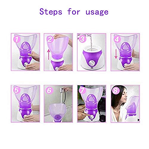 Facial Steamer Professional Steam Inhaler Facial Sauna Spa for Face Mask Moisturizer - Sinus with Aromatherapy; Pores with Timer and Extract Blackheads, Diffuser Skin Care(Purple)