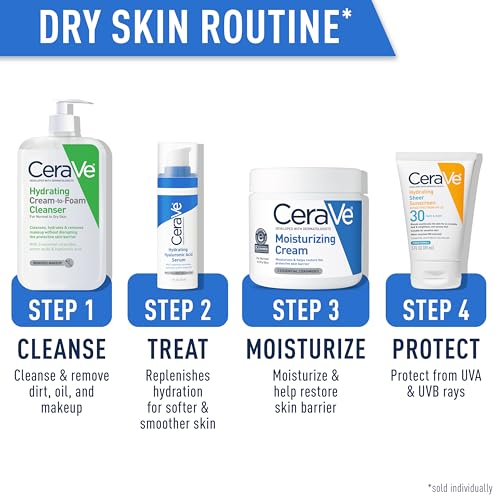 CeraVe Hydrating Cream To Foam Cleanser, Makeup Remover Face Wash For Dry Skin, Foaming Facial Cleanser With Hyaluronic Acid, Normal To Dry Skin, Fragrance Free & Non Comedogenic, 19 Fluid Ounce