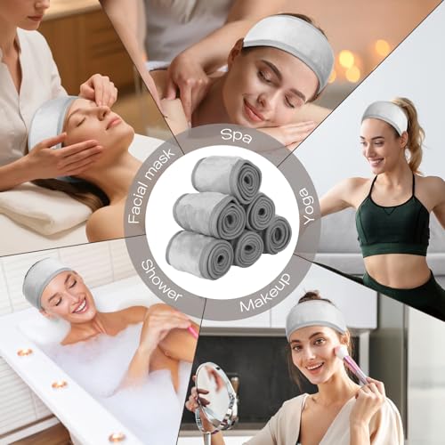 18PCS U-Shaped Microfiber Facial Towels for Estheticians,Ultra-Soft & Absorbent Spa Towels and Facial Spa Headband for Massage, Facial Steam & Skincare (Gray)