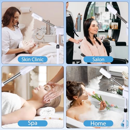 HomGarden Professional Facial Steamer, Hot Mist & Timer Function, Adjustable Height and Angle, Vaporizador Facial Professional Steamer On Wheels for Home Use & Spa Salon Skin Cleasning