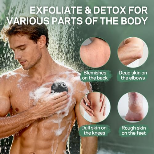 Exfoliating Body Scrub Soaps, 2 Pack Eucalyptus+Charcoal Exfoliating Soap Bar for Men & Women - Smooth & Soften Skin, Detoxify, Body Exfoliator Bar with Dead Sea Sand