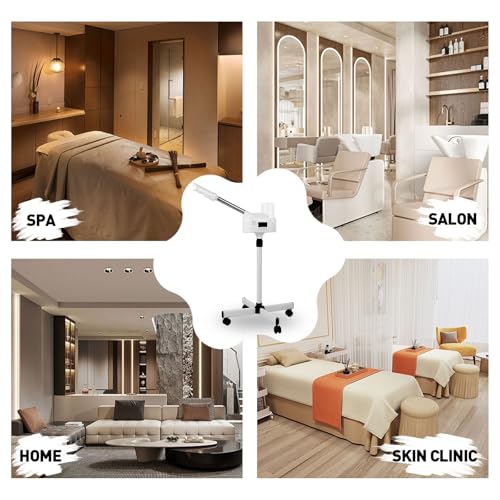 Facial Steamer, Hot Mist Spray, Face Steamer on Wheels, SPA Ozone Steamer Standing Face Steamer for Spa, Salon and at Home Use