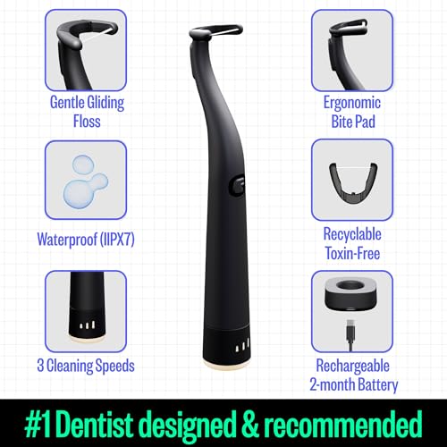 FLAUS Electric Flosser (Oprah's List, Shark Tank) 3 Speeds + 45 Refill Heads (Gentle Gliding Floss for Sensitive Gums) Water Flosser Alternative, Dentist Recommended Tooth Flossers Dental Floss Picks