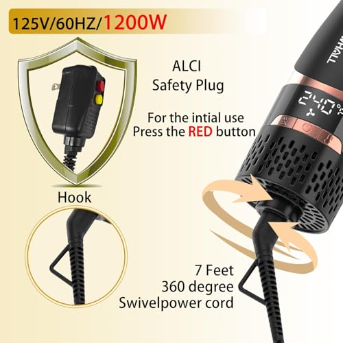 Nicebay Hair Dryer Brush, Hot Tools Blow Dryer Brush for Women, One Step Blowout Brush with Display Screen, Oval Ceramic Barrel, Negative Ion