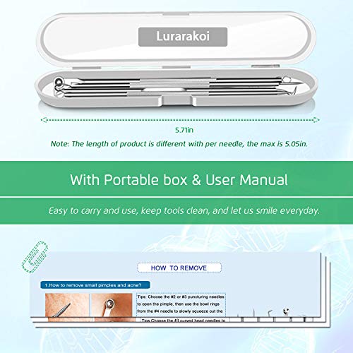 5PCS Blackhead Remover Comedone Extractor, Curved Blackhead Tweezers Kit, Professional Stainless Pimple Acne Blemish Removal Tools Kit for Manual