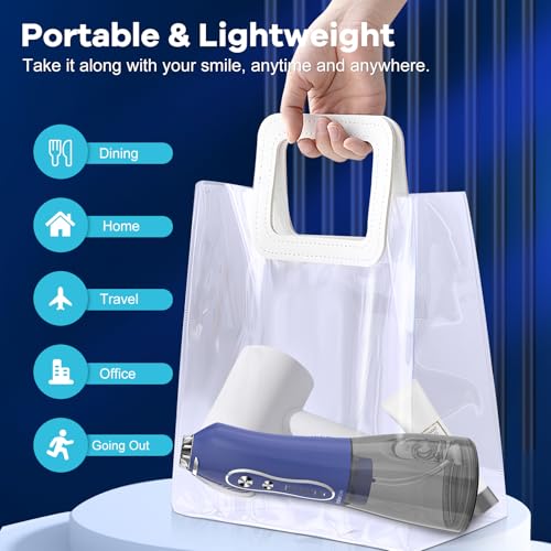 H2ofloss Water Dental Flosser Pick for Teeth: 5 Modes Cordless Portable 300ML Larger Tank Water Teeth Cleaner IPX7 Waterproof Flossing Cleaning Picks for Home Travel Dark Blue