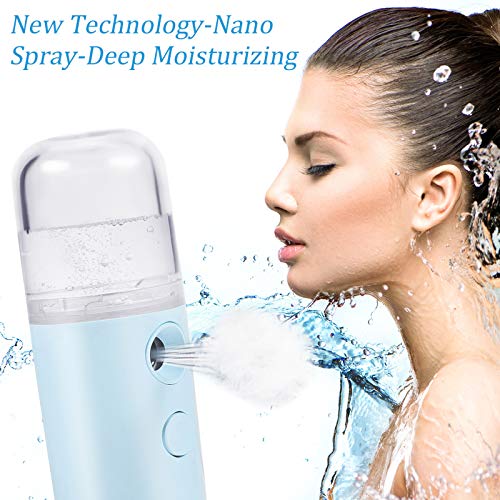Mudder 8 Pieces Nano Sprayer Facial Mister Portable Mini Face Mist Atomization USB Rechargeable 30ml Face Steamer for Skin Care Eyelash Extensions Daily Makeup