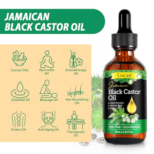 Jamaican Black Castor Oil - 100% Pure and Organic, Cold Pressed in Glass Bottles for Hair Growth, Eyebrow Nourishment, and Skin Hydration