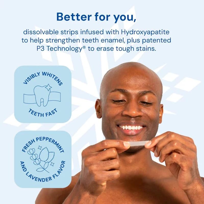 SNOW Diamond Dissolving Teeth Whitening Strips - Gentle & Enamel Safe White Strips for Teeth Whitening, at-Home Dental Hygiene & Tooth Care with Hydroxyapatite - 42 Ct