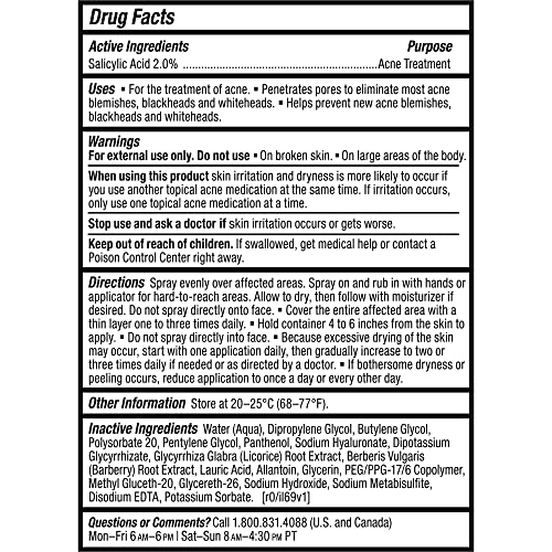 Paula's Choice CLEAR Exfoliating Back & Body Acne Spray, Bacne Spray with 2% BHA Salicylic Acid Back Acne Treatment for Clogged Pores, Blackheads & Breakouts, Alcohol-Free, Fragrance-Free, 4 Fl Oz