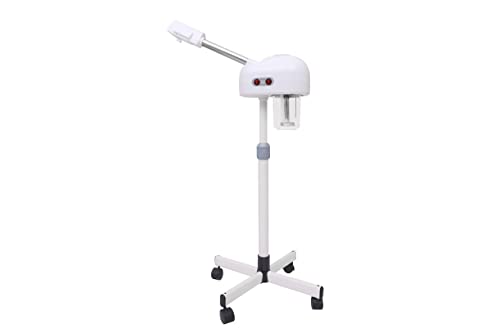 Salonsunny White Facial Steamer with 4 Wheels Rolling Base Design for Face Personal Care Use at Home or Salon