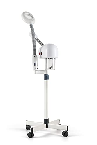 Funnylife White Professional 2 in 1 Facial Steamer Upgrade Esthetician Steamer Ozone Facial Steamer with 5X Mag Lamp Floor for Spa Shop