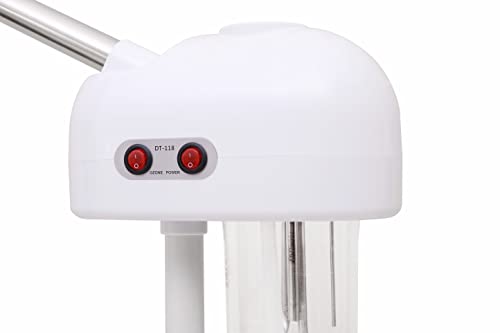 Salonsunny White Facial Steamer with 4 Wheels Rolling Base Design for Face Personal Care Use at Home or Salon