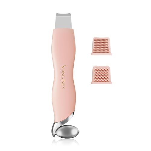 Blackhead Scraper Tool & Skin Scrubber Face Spatula for Blackhead Removal, Pore Cleaning, with Cooling Ice Roller & 2 Silicone Brush Heads (Dusty Rose)