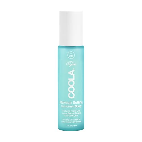 COOLA Organic Makeup Setting Spray with SPF 30, Hydrating Makeup Protection & Sunscreen made with Cucumber & Aloe Vera, Dermatologist Tested, Alcohol Free, 1.5 Fl Oz