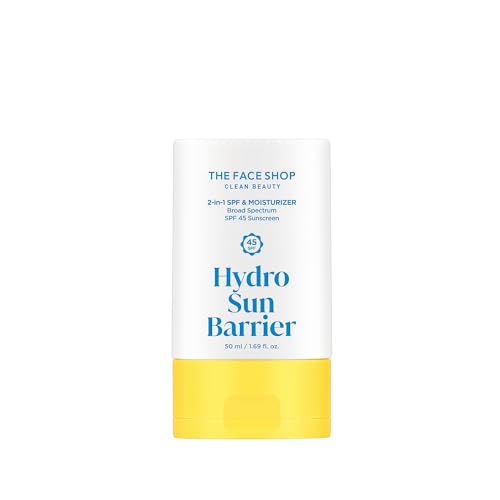 THE FACE SHOP Hydro Sun Barrier Moisturizer SPF 45, Daily Hydrating Facial Sunscreen & Moisturizer, for Oily Skin, Formulated with Calendula & Niacinamide, No White Cast, 1.69 Fl. Oz.