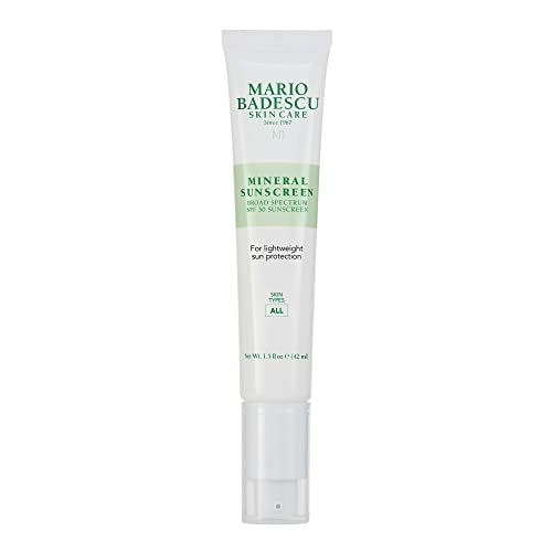 Mario Badescu Mineral Sunscreen SPF 30 for All Skin Types | Reef Safe, Oil-free Moisturizer Formulated with Zinc Oxide, Hyaluronic Acid & Antioxidants | 1.5 Fl Oz