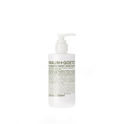 MALIN+GOETZ Eucalyptus Hand+Body Scrub | Resurfacing Cleanser Lactic Acid, Mandelic Acid, Pumice + Niacinamide | Deeply Cleanses, Smooths + Brightens | Vegan, Cruelty-Free, Paraben-Free (8.5 Fl Oz)