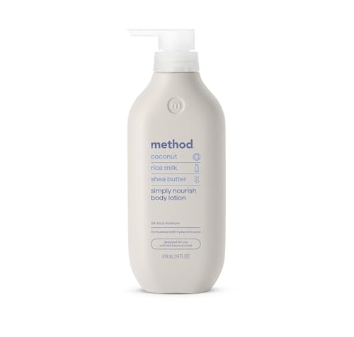 Method Body Lotion, Simply Nourish, Coconut, Rice Milk + Shea Butter notes, 24 Hours of Moisture 14 oz