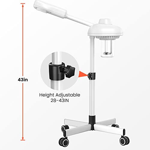 TASALON Professional Facial Steamer on Wheels, Hot Ozone Face Steamer for Facial, Esthetician Steamer for Salon Beauty and Spa, Mist Face Steamer for Facial Deep Cleaning Skin Care Equipment- White