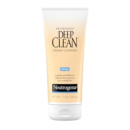 Neutrogena Deep Clean Daily Facial Cream Cleanser with Beta Hydroxy Acid to Remove Dirt, Oil & Makeup, Alcohol-Free, Oil-Free & Non-Comedogenic, 7 fl. oz
