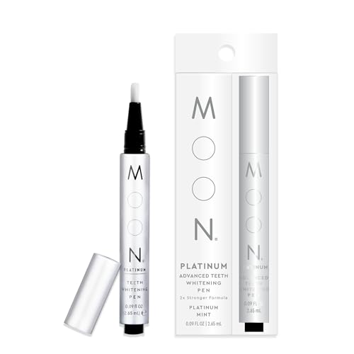 MOON Teeth Whitening Pen, Platinum Mint, 0.09 Fl Oz, Gentle on Teeth, Whitens with Antioxidants & Essential Oils, Vegan Whitening Gel in an Easy Applicator