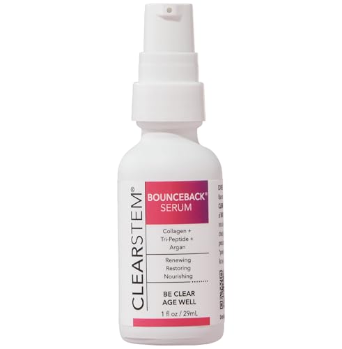 CLEARSTEM BOUNCEBACK Radiant Facial Serum - Peptide Serum for Hydration & Smooth-Looking Skin with Tri-Peptides and Mango Fruit Extracts - Lightweight Formula for Softer and Balanced-Looking Skin
