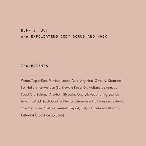 Versed Buff It Out AHA Exfoliating Body Scrub and Mask - Lactic Acid & Glycolic Acid Exfoliant - Microfine Pumice Body Exfoliator to Polish and Smooth Bumpy, Dry Skin - Vegan & Cruelty-Free (6 oz)