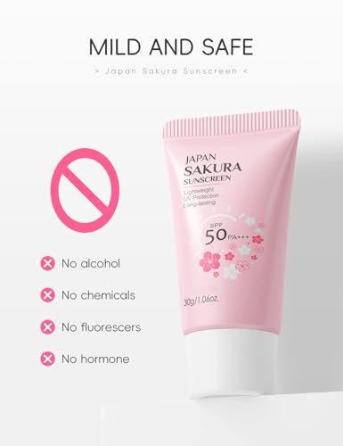 Hydrating Sunscreen SPF 50 – 2Packs Lightweight Hydrating JAPANESE SAKURA Face & Body Sunscreen, Moisturizing Isolation Cream Non-Greasy, Fast-Absorbing, No White Cast