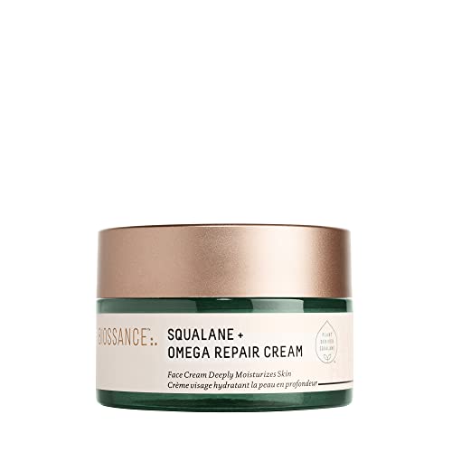 BIOSSANCE Squalane + Omega Repair Cream - Ultra-Moisturizing Face Cream - Skin Care with Hyaluronic Acid, Ceramides, Squalane - Ideal for Dry & Sensitive Skin, Intense Hydration Moisturizer