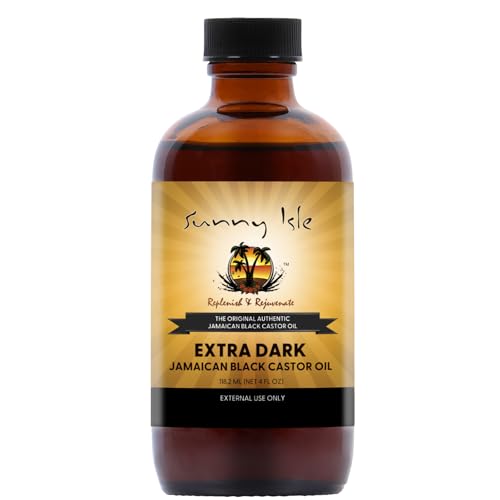 Sunny Isle Extra Dark Jamaican Black Castor Oil, 4 Fl. Oz. | 100% Natural High Potency Treatment for Hair, Scalp and Skin