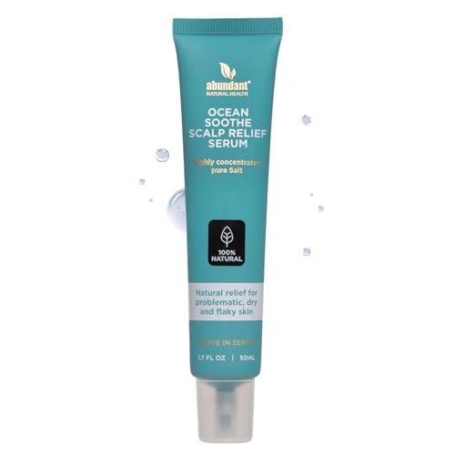 Abundant Natural Health Ocean Soothe Scalp Relief Serum with Highly Concentrated Magnesium Salt for Dry and Flaky Skin, Quick Absorption, All Natural and Fragrance-Free Leave-In Scalp Treatment, 50mL