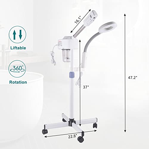 Winado 2 in 1 Professional Facial Steamer with 5X Magnification Lamp & Touch Screen, Esthetician Steamer Humidifier Face Spa Mist Steam for Home Beauty Salon, Personal Skin Care Deep Cleaning, White