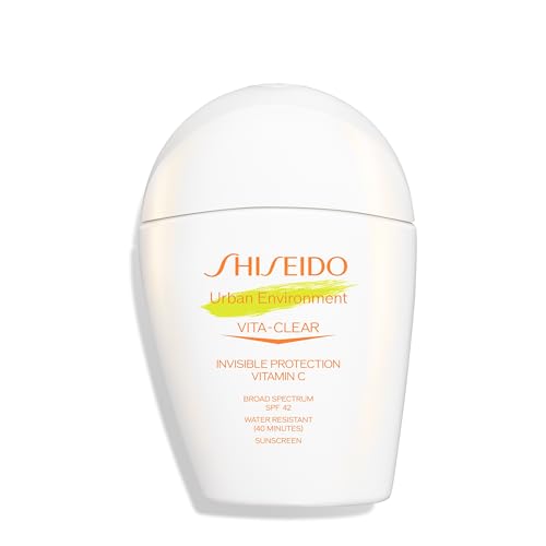 Shiseido Urban Environment Vita-Clear Sunscreen SPF 42 - Invisible Formula with Vitamin C - No-Shine, Makeup Effect for 8 Hours - Non-Comedogenic - 30 mL