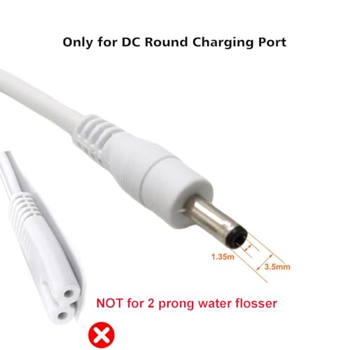 PDEEY Charger Cord Replacement for Aquasonic Icon Rechargeable Toothbrush, Bitvae Electric Toothrush D2/S2, C2 Water Flosser, USB DC Charging Cable 5 FT, White