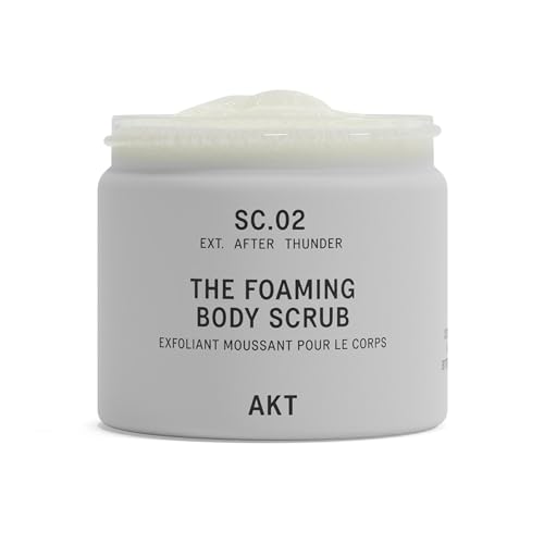 AKT The Foaming Body Scrub 8.4 Fl Oz, Skin Exfoliator, Body Scrub with Rice & Sugar, Papaya & Nourishing Oils, Natural Exfoliating Sugar Scrub with Vitamin E, Dead Skin Remover for Body