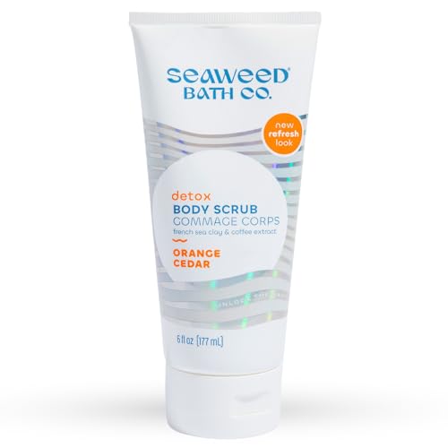 Seaweed Bath Co. Detox Body Scrub, Orange Cedar Scent, 6 Ounce, Sustainably Harvested Seaweed, French Sea Clay, Coffee Extract