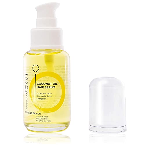 Perfect Hair Coconut Oil Hair Serum - Natural Hair Oil Infused with Raw Virgin Olive Oil, Sweet Almond and Keratin - Smoothing Hair Oil for Frizzy, Dry & Damaged Hair - 50ml (1 Pack)