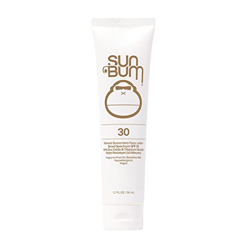 Sun Bum Mineral SPF 30 Face Sunscreen - Non-Tinted - Broad Spectrum Moisturizing Sunscreen with Vitamin E - Hawaii 104 Act Compliant (Made without Octinoxate & Oxybenzone) - Travel Size - 1.7 oz