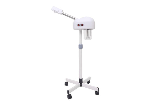 Salonsunny White Facial Steamer with 4 Wheels Rolling Base Design for Face Personal Care Use at Home or Salon