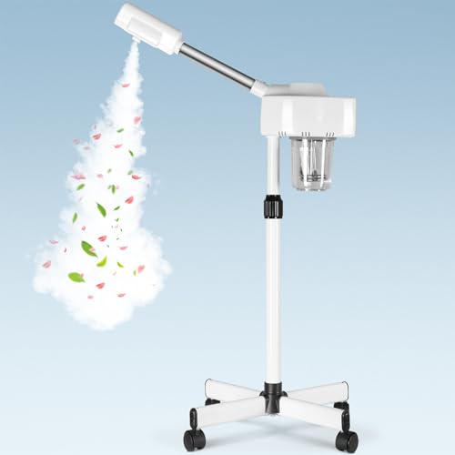 HomGarden Professional Facial Steamer, Hot Mist & Timer Function, Adjustable Height and Angle, Vaporizador Facial Professional Steamer On Wheels for Home Use & Spa Salon Skin Cleasning