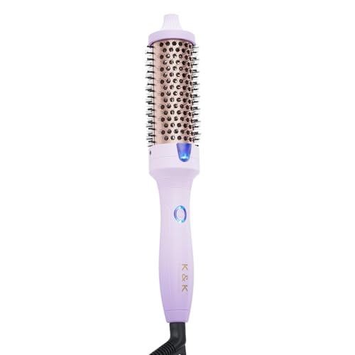 K&K 1.25 Inch Ceramic Tourmaline Ionic Heated Round Brush Curling Brush Creates Blowout Look -Creates Root Volume & Loose Curls Volume Curls Dual Voltage Hair Styling Tool (Purple, 1.25 Inch)