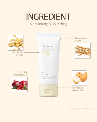mixsoon Bean Sunscreen-Lightweight Airy Texture SPF 50 Korean Sunscreen for Face, No White Cast, Non-Sticky Stocking Stuffers 50ml / 1.69 fl.oz. Korean Glass Skin Care